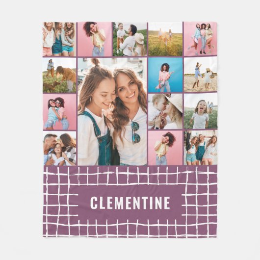 Karo 16 Foto modern minimalistisch lila einfach Fleecedecke (Vorderseite)