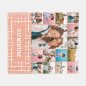 Karo 16 Foto moderne minimalistische pfirsichfarbe Fleecedecke (Vorderseite (Horizontal))