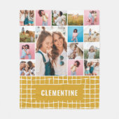 Karo 16 Foto Moderner Minimal Senf schlicht Fleecedecke (Vorderseite)