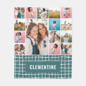 Karo 16 Foto Modernes, aquamarines und schlichtes Fleecedecke (Vorderseite)