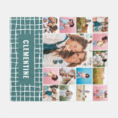 Karo 16 Foto Modernes, aquamarines und schlichtes Fleecedecke (Vorderseite (Horizontal))