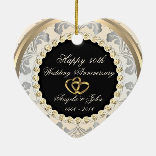 Karo 50. Hochzeitstag Keramik Ornament (Hinten)