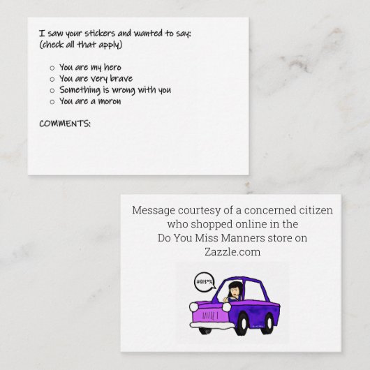 Karo alle zutreffenden visitenkarte (Vorne/Hinten)