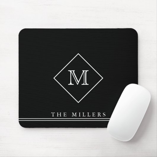 Karo-Anfangsmonogramm, Personalisiert schwarz Mousepad (Mit Mouse)