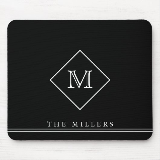 Karo-Anfangsmonogramm, Personalisiert schwarz Mousepad (Vorne)