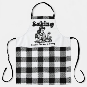 Karo-Arbeitskleid Retro Humor Backen, weil Mord is Schürze