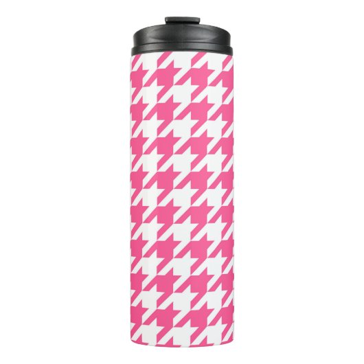 Karo aus rosa und weißem Hahnentrittmuster Thermosbecher (Vorderseite)