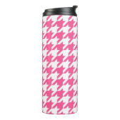 Karo aus rosa und weißem Hahnentrittmuster Thermosbecher (Nach links gedreht)
