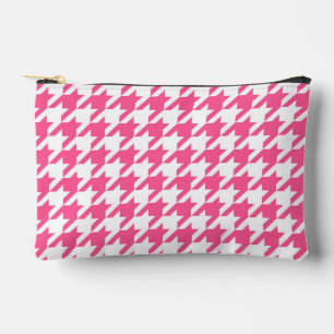 Karo aus rosa und weißem Hahnentrittmuster Zubehörtasche