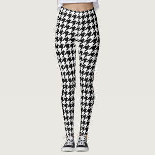 Karo aus schwarzem und weißem Hahnentrittmuster Leggings