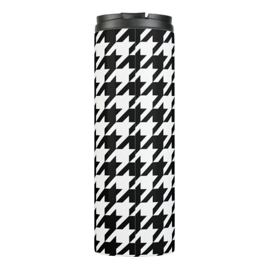 Karo aus schwarzem und weißem Hahnentrittmuster Thermosbecher (Rückseite)