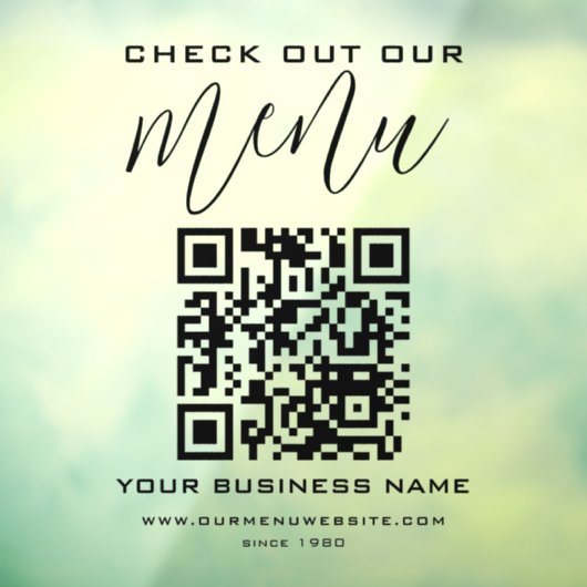 Karo aus unserem Menü Qr Code Schwarz-weiß Chic Mo Fensteraufkleber (Blatt 3)