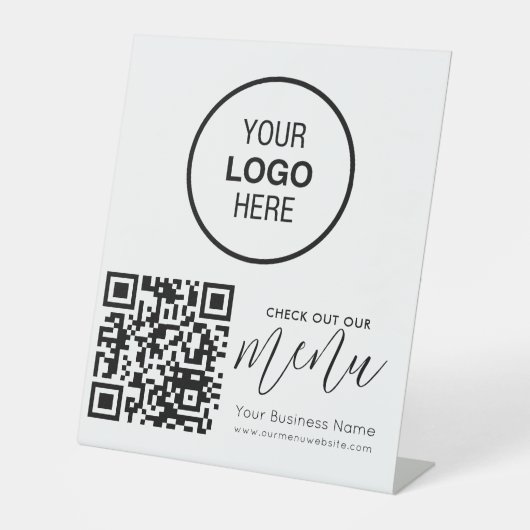 Karo aus unserem Menü Qr Code Schwarz-weiß Chic Mo Sockelschild (Vorderseite)