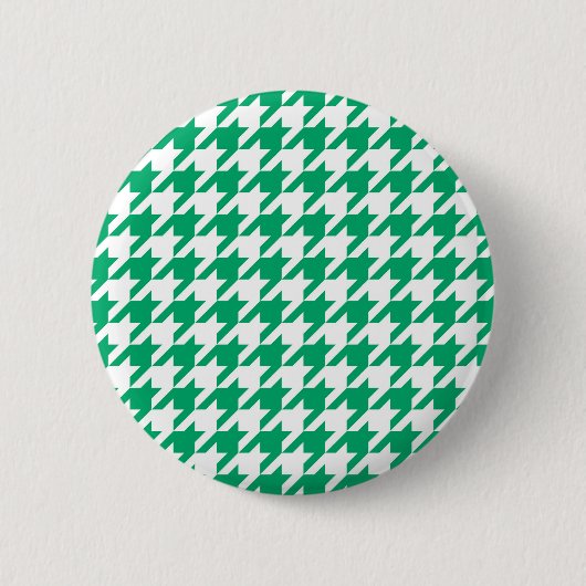 Karo aus weißem und grünem Hahnentrittmuster Button (Vorderseite)