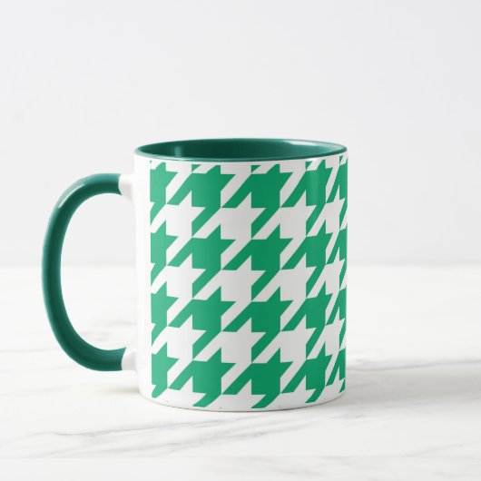 Karo aus weißem und grünem Hahnentrittmuster Tasse (Links)