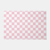 Karo Baby Pink und White Checkerboard Muster Fußmatte (Vorderseite)