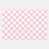 Karo Baby Pink und White Checkerboard Muster Geschenkpapier Set (Vorderseite 3)