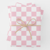 Karo Baby Pink und White Checkerboard Muster Geschenkpapier Set (Beispiel)