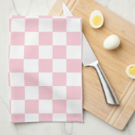 Karo Baby Pink und White Checkerboard Muster Geschirrtuch