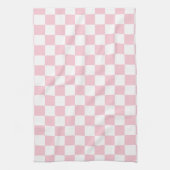 Karo Baby Pink und White Checkerboard Muster Geschirrtuch (Vertikal)
