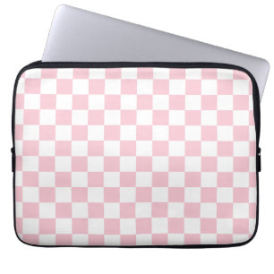 Karo Baby Pink und White Checkerboard Muster Laptopschutzhülle