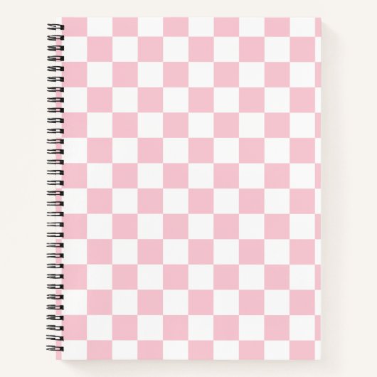 Karo Baby Pink und White Checkerboard Muster Notizblock (Vorderseite)