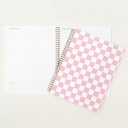 Karo Baby Pink und White Checkerboard Muster Planer (Anzeige)