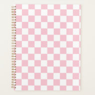 Karo Baby Pink und White Checkerboard Muster Planer