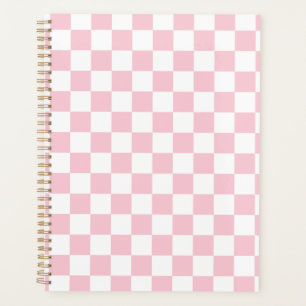 Karo Baby Pink und White Checkerboard Muster Planer