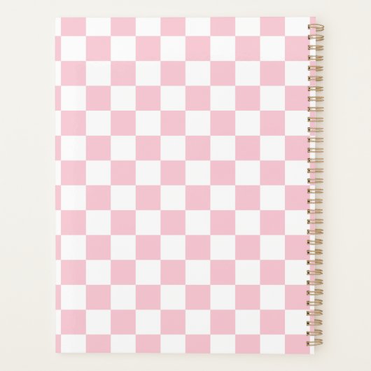 Karo Baby Pink und White Checkerboard Muster Planer (Rückseite)