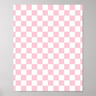 Karo Baby Pink und White Checkerboard Muster Poster