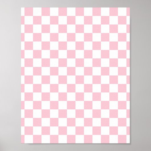 Karo Baby Pink und White Checkerboard Muster Poster (Vorne)