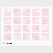 Karo Baby Pink und White Checkerboard Muster Quadratischer Aufkleber (Blatt)