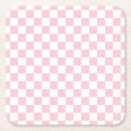 Karo Baby Pink und White Checkerboard Muster Rechteckiger Pappuntersetzer