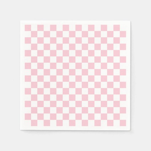 Karo Baby Pink und White Checkerboard Muster Serviette (Vorderseite)