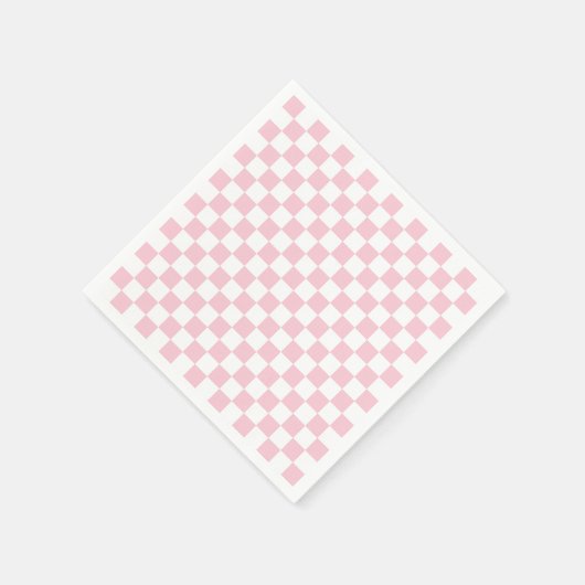 Karo Baby Pink und White Checkerboard Muster Serviette (Ecke)