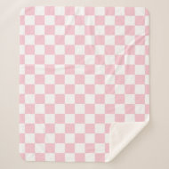 Karo Baby Pink und White Checkerboard Muster Sherpadecke