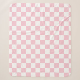 Karo Baby Pink und White Checkerboard Muster Sherpadecke