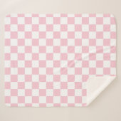 Karo Baby Pink und White Checkerboard Muster Sherpadecke (Vorderseite (Horizontal))