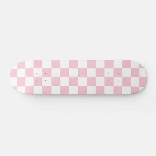 Karo Baby Pink und White Checkerboard Muster Skateboard (Horizontal)
