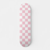 Karo Baby Pink und White Checkerboard Muster Skateboard (Vorne)