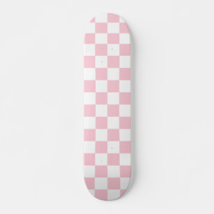 Karo Baby Pink und White Checkerboard Muster Skateboard