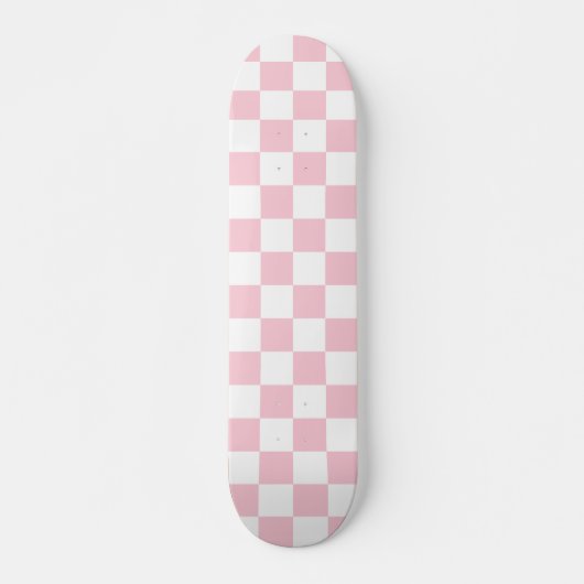 Karo Baby Pink und White Checkerboard Muster Skateboard (Vorne)