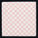Karo Baby Pink und White Checkerboard Muster Steinuntersetzer<br><div class="desc">Prüfmuster - Hellrosa und weiße Schachbrett.</div>