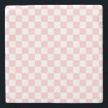 Karo Baby Pink und White Checkerboard Muster Steinuntersetzer<br><div class="desc">Prüfmuster - Hellrosa und weiße Schachbrett.</div>