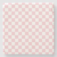 Karo Baby Pink und White Checkerboard Muster Steinuntersetzer