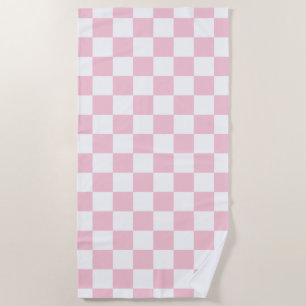 Karo Baby Pink und White Checkerboard Muster Strandtuch