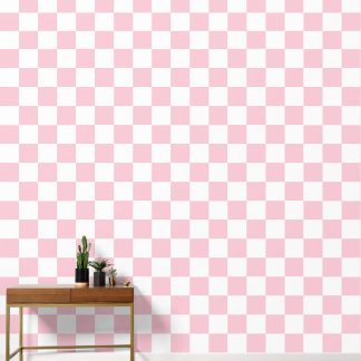 Karo Baby Pink und White Checkerboard Muster Tapete