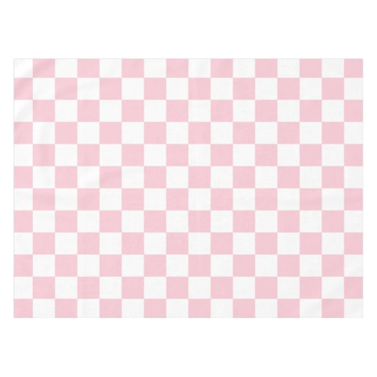Karo Baby Pink und White Checkerboard Muster Tischdecke (Vorderseite (Horizontal))