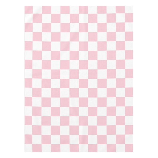Karo Baby Pink und White Checkerboard Muster Tischdecke (Vorderseite)